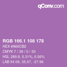 カラーコード: RGB 166.1 108 178 | qconv.com