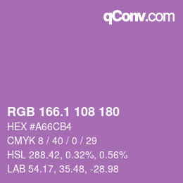 カラーコード: RGB 166.1 108 180 | qconv.com