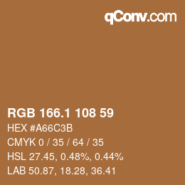 Color code: RGB 166.1 108 59 | qconv.com
