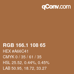 カラーコード: RGB 166.1 108 65 | qconv.com