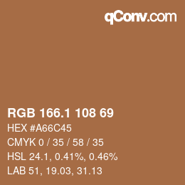 Color code: RGB 166.1 108 69 | qconv.com