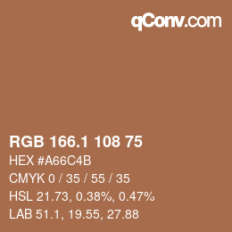 カラーコード: RGB 166.1 108 75 | qconv.com