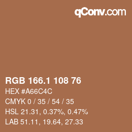 カラーコード: RGB 166.1 108 76 | qconv.com