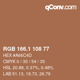 Color code: RGB 166.1 108 77 | qconv.com