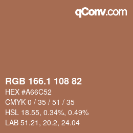 カラーコード: RGB 166.1 108 82 | qconv.com