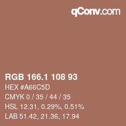 カラーコード: RGB 166.1 108 93 | qconv.com