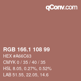 カラーコード: RGB 166.1 108 99 | qconv.com