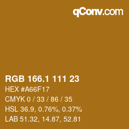 カラーコード: RGB 166.1 111 23 | qconv.com