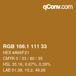 カラーコード: RGB 166.1 111 33 | qconv.com