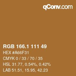 カラーコード: RGB 166.1 111 49 | qconv.com