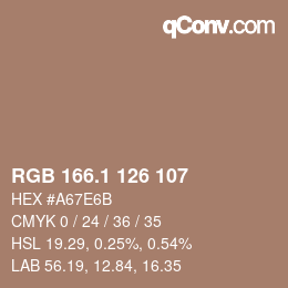 カラーコード: RGB 166.1 126 107 | qconv.com