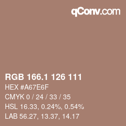 カラーコード: RGB 166.1 126 111 | qconv.com