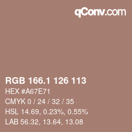 Color code: RGB 166.1 126 113 | qconv.com