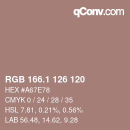 カラーコード: RGB 166.1 126 120 | qconv.com