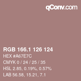 カラーコード: RGB 166.1 126 124 | qconv.com