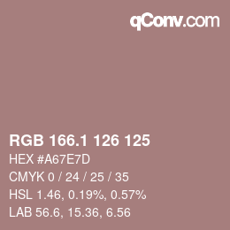 カラーコード: RGB 166.1 126 125 | qconv.com