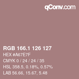 カラーコード: RGB 166.1 126 127 | qconv.com