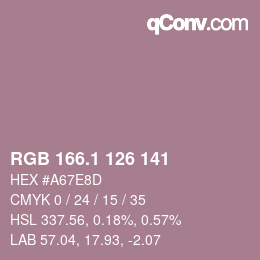 カラーコード: RGB 166.1 126 141 | qconv.com