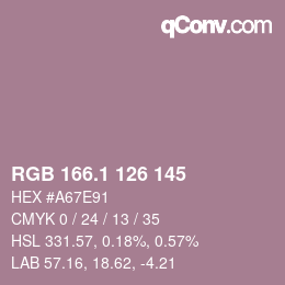 カラーコード: RGB 166.1 126 145 | qconv.com