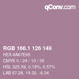 カラーコード: RGB 166.1 126 149 | qconv.com