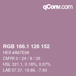 カラーコード: RGB 166.1 126 152 | qconv.com