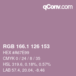 カラーコード: RGB 166.1 126 153 | qconv.com