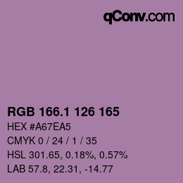 カラーコード: RGB 166.1 126 165 | qconv.com