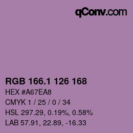 カラーコード: RGB 166.1 126 168 | qconv.com
