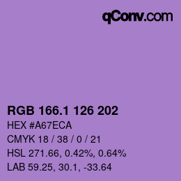 カラーコード: RGB 166.1 126 202 | qconv.com