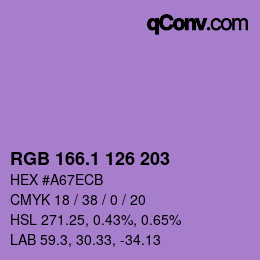 カラーコード: RGB 166.1 126 203 | qconv.com