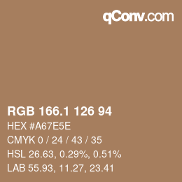 カラーコード: RGB 166.1 126 94 | qconv.com
