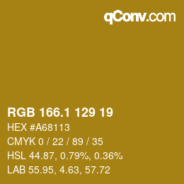 カラーコード: RGB 166.1 129 19 | qconv.com