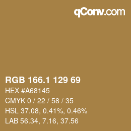 カラーコード: RGB 166.1 129 69 | qconv.com