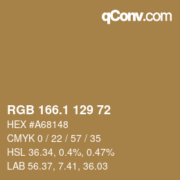 カラーコード: RGB 166.1 129 72 | qconv.com