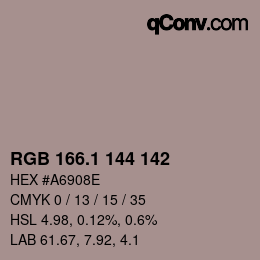 カラーコード: RGB 166.1 144 142 | qconv.com
