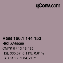 カラーコード: RGB 166.1 144 153 | qconv.com