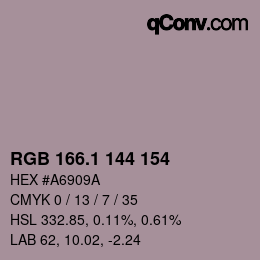 カラーコード: RGB 166.1 144 154 | qconv.com