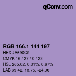 カラーコード: RGB 166.1 144 197 | qconv.com