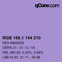カラーコード: RGB 166.1 144 210 | qconv.com