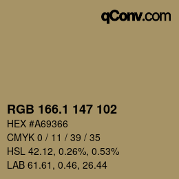 カラーコード: RGB 166.1 147 102 | qconv.com