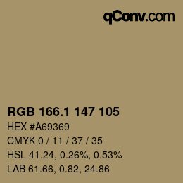 カラーコード: RGB 166.1 147 105 | qconv.com