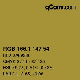 カラーコード: RGB 166.1 147 54 | qconv.com