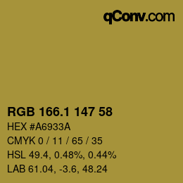 カラーコード: RGB 166.1 147 58 | qconv.com