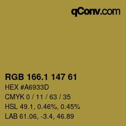カラーコード: RGB 166.1 147 61 | qconv.com