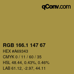 カラーコード: RGB 166.1 147 67 | qconv.com