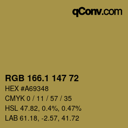 カラーコード: RGB 166.1 147 72 | qconv.com