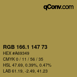 カラーコード: RGB 166.1 147 73 | qconv.com