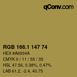 カラーコード: RGB 166.1 147 74 | qconv.com