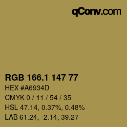 カラーコード: RGB 166.1 147 77 | qconv.com