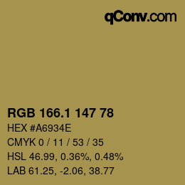 カラーコード: RGB 166.1 147 78 | qconv.com